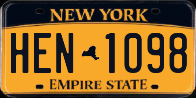 NY license plate HEN1098
