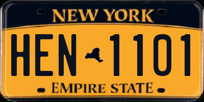 NY license plate HEN1101