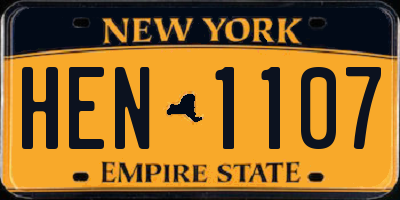 NY license plate HEN1107