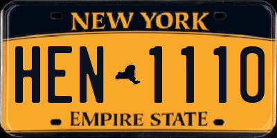 NY license plate HEN1110