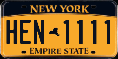 NY license plate HEN1111