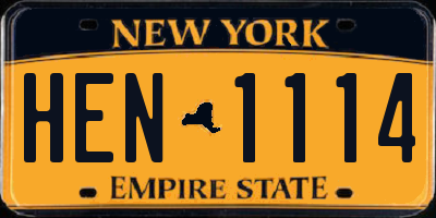 NY license plate HEN1114