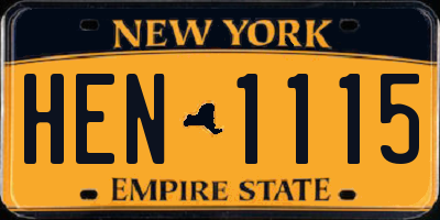 NY license plate HEN1115