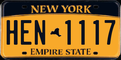 NY license plate HEN1117