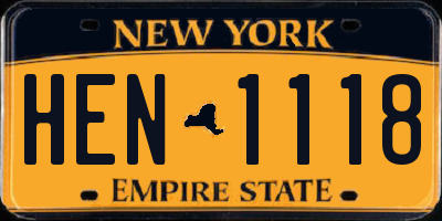 NY license plate HEN1118