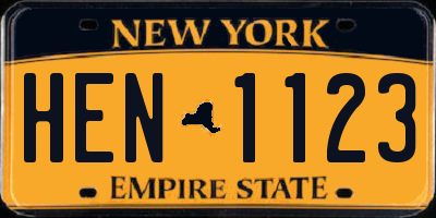 NY license plate HEN1123