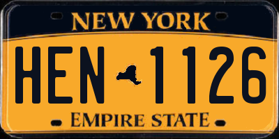 NY license plate HEN1126