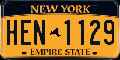 NY license plate HEN1129