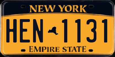 NY license plate HEN1131