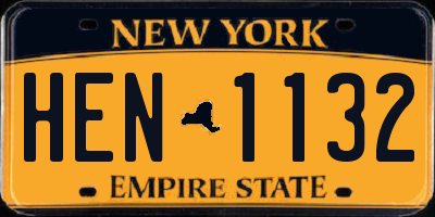 NY license plate HEN1132