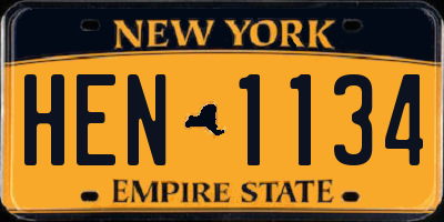 NY license plate HEN1134