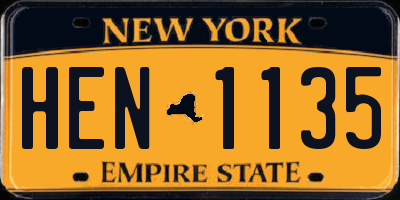 NY license plate HEN1135