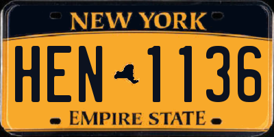 NY license plate HEN1136