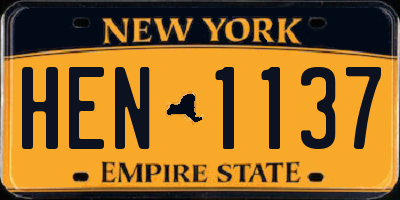 NY license plate HEN1137
