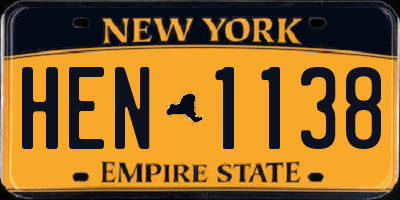 NY license plate HEN1138