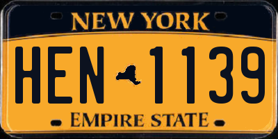 NY license plate HEN1139