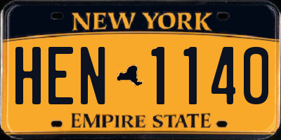 NY license plate HEN1140