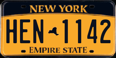 NY license plate HEN1142