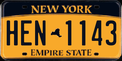NY license plate HEN1143