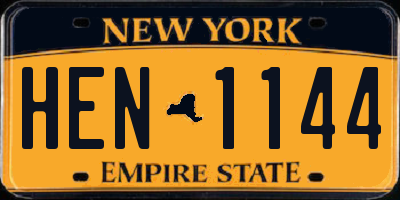 NY license plate HEN1144