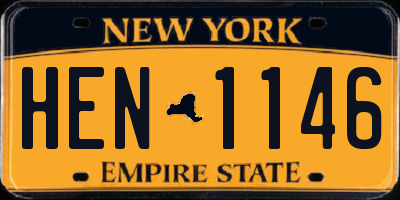 NY license plate HEN1146