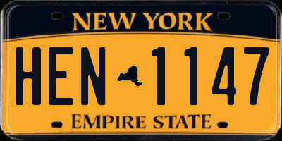 NY license plate HEN1147