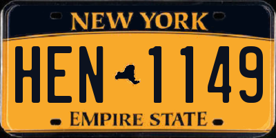 NY license plate HEN1149