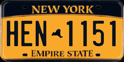 NY license plate HEN1151