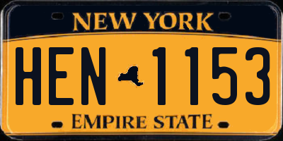 NY license plate HEN1153