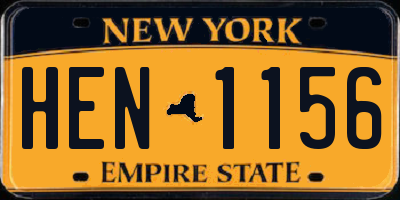 NY license plate HEN1156