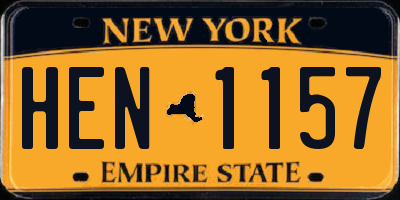 NY license plate HEN1157
