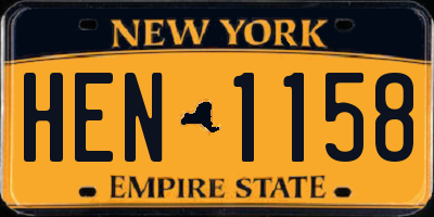NY license plate HEN1158