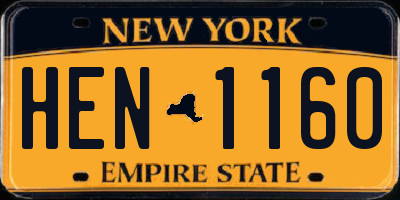 NY license plate HEN1160