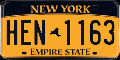 NY license plate HEN1163
