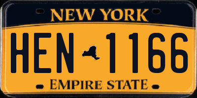 NY license plate HEN1166