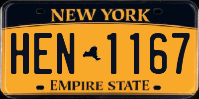 NY license plate HEN1167