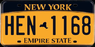 NY license plate HEN1168