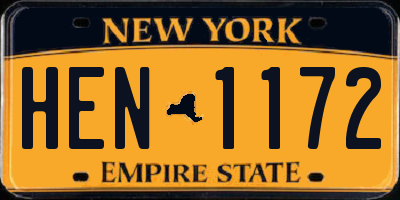 NY license plate HEN1172