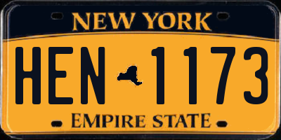 NY license plate HEN1173