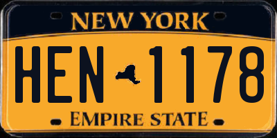 NY license plate HEN1178
