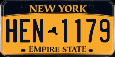 NY license plate HEN1179