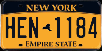 NY license plate HEN1184