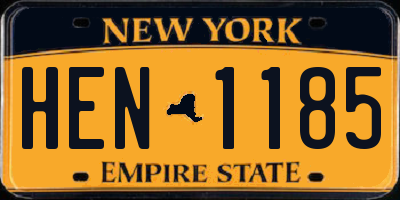 NY license plate HEN1185