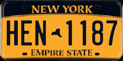 NY license plate HEN1187
