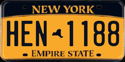 NY license plate HEN1188