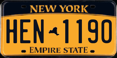 NY license plate HEN1190