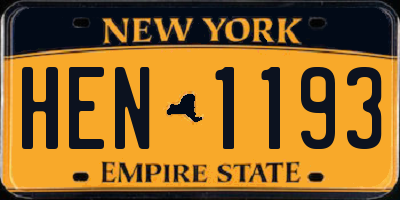 NY license plate HEN1193