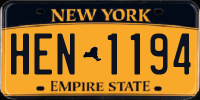 NY license plate HEN1194