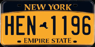 NY license plate HEN1196