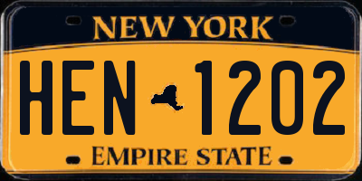 NY license plate HEN1202